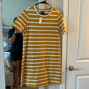 Yellow striped dress. Banana Republic.